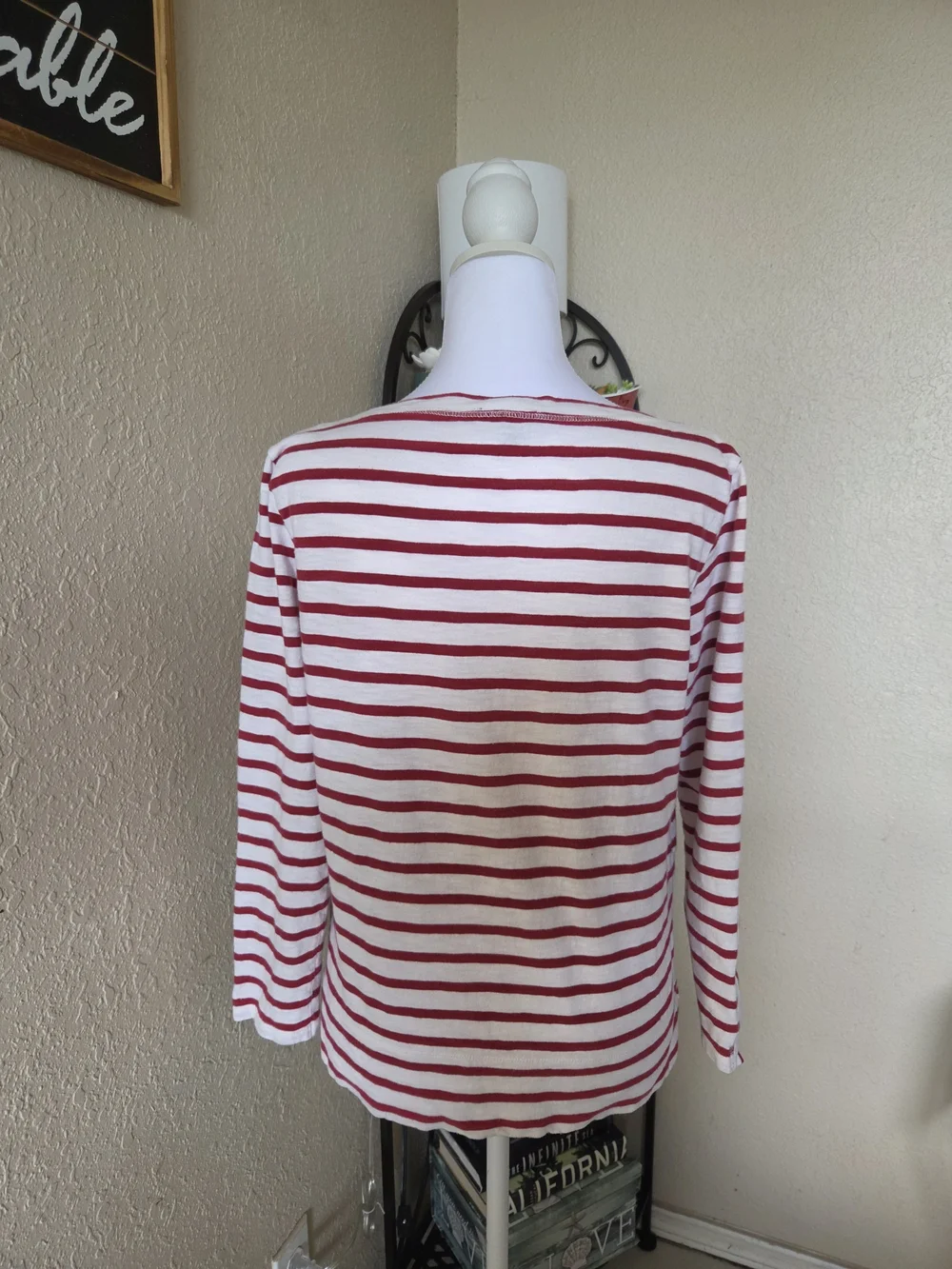J. Crew Red & White Striped Long-Sleeve Tee
